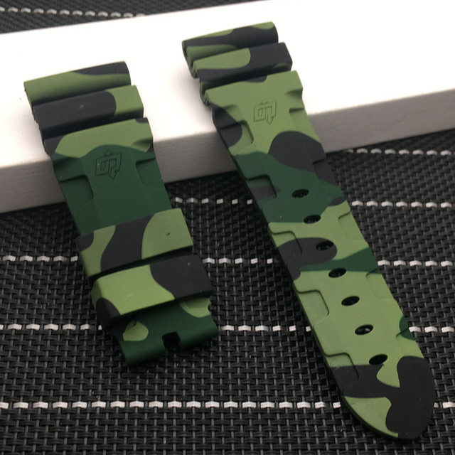 24mm 26mm Camouflage Colorful Silicone Rubber Watch Band Replacement for Panerai Strap Watch Band Waterproof Watchband Free Tools