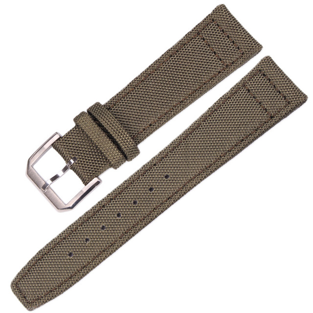 Genuine Nylon Leather Watch Straps for Men and Women, High Quality, Silver Pin Buckle, 20mm, 21mm, 22mm