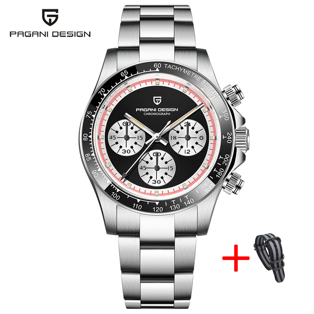 PAGANI new design classic men's quartz watch ceramic bezel stainless steel waterproof clock luxury sapphire glass chronograph