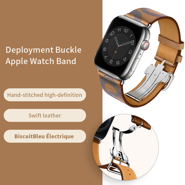 High Quality Genuine Leather Single Turn Buckle Strap for iwatch Apple Watch7 6 Se 5 4 3 2 1