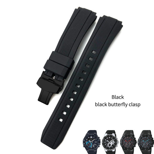 25mm*20mm Rubber Watchband Replacement for Edifice Series EF-552 Waterproof Sport Watch Strap Silicone Steel Clasp Free Tools