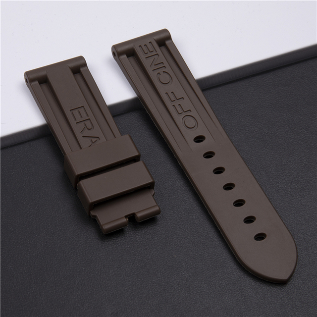 24mm Army Green Brown Silicone Rubber Watchband For Panerai Pam 111 368 389 351 441 Watch Strap Men Metal Clasp Accessories