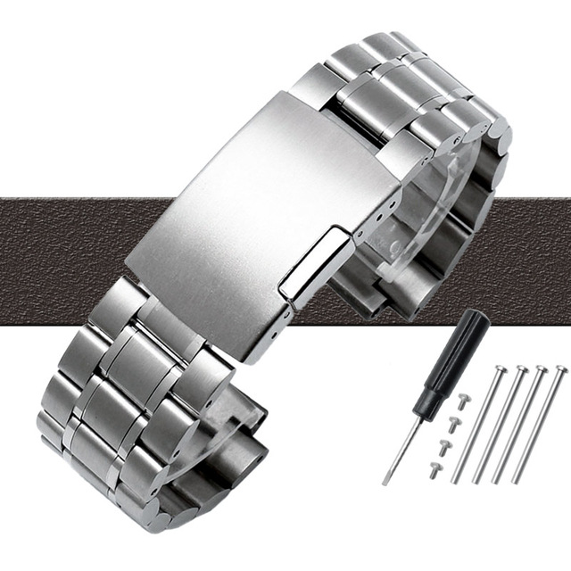 Men's Stainless Steel Watch Strap TIMEX T2N720 T2N721 TW2R55500 T2N721 Watch Strap 24*16mm Lug End Silver Black Bracelet Band