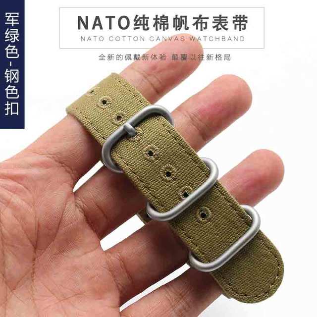 High Duty Quality Watchband 20mm 22mm 24mm 26mm Black Army Green Zulu NATO Nylon Canvas Canvas Watch Strap Black Silver Buckle