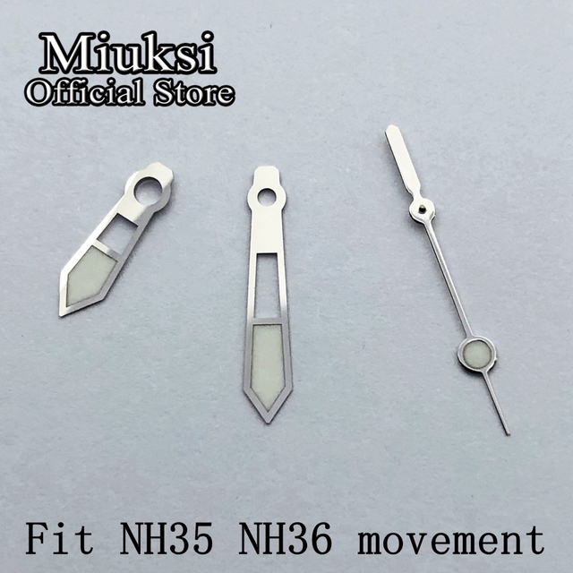 Miuksi Silver Blue Watch Green Hands Luminous Hands Fit NH35 NH36 ETA 2824 2836 Miyota 8205 8215 821A Mingzhu 2813 3804 Movement