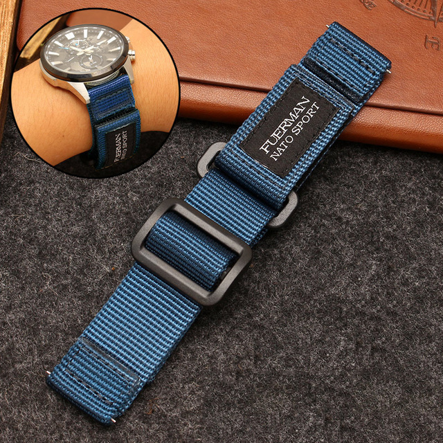 Hot Top Nylon Dark Blue Watch Strap for S-Eco No. 5 007 Series Sport Watchband 20mm 22mm 24mm Band