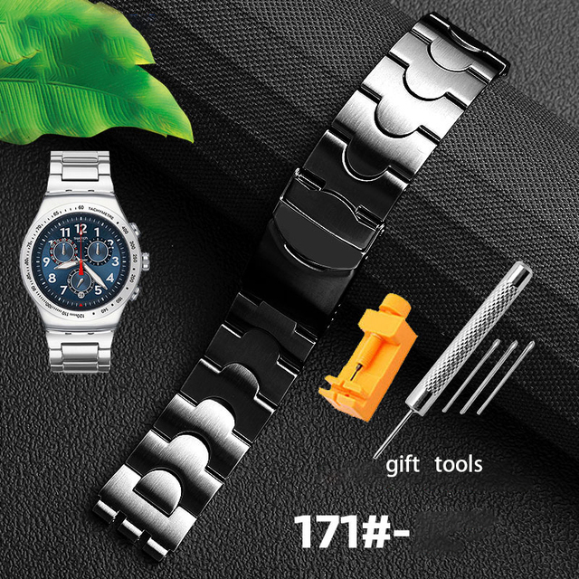 Fine Steel Watchband Double Convex Mouth For Swatch Watch YCS YAS YGS Iron Men And Women Steel Watch Strap 19mm Wristband