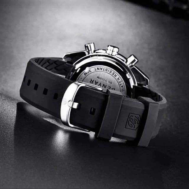 BENYAR Watch Men's Leather Strap Silicone Men's 22mm Watch Band