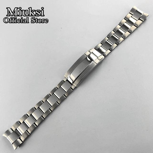 Miuksi 20mm 316L Solid Stainless Steel Watch Band Folding Buckle Mens Strap