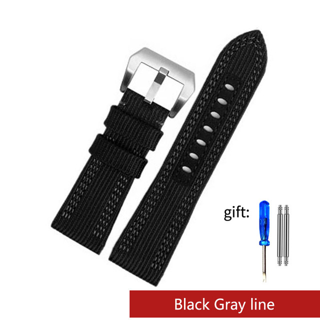 For Panerai Watch Strap Pam00984 00985 PAM111 PAM441 Stealth Nylon Leather Sole Bracelet Accessory 24 26mm Big Size For Men