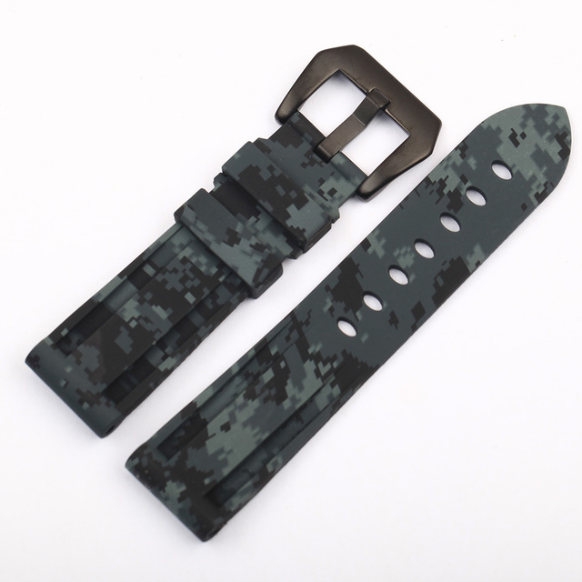 Universal 22mm 24mm 26mm Camouflage Colorful Rubber Watch Band for Men Watch Strap for Samsung Gear S3 Classic Panerai