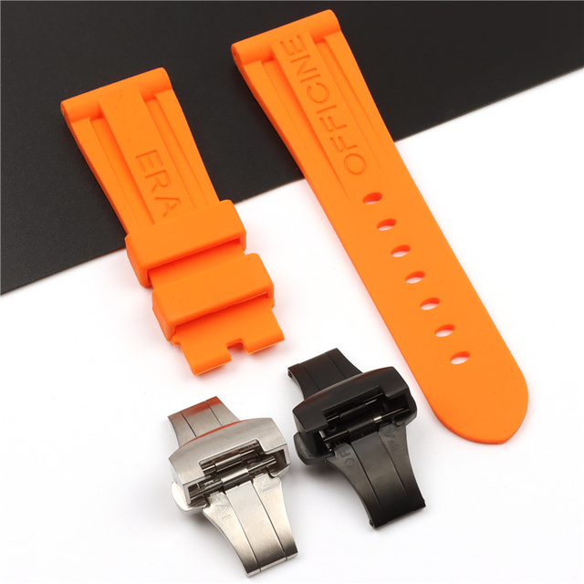 Panerai - Silicone Rubber Watch Replacement Strap, 26mm, Black, Blue, Orange & Green, Folding Buckle, Water Resistant Accessory