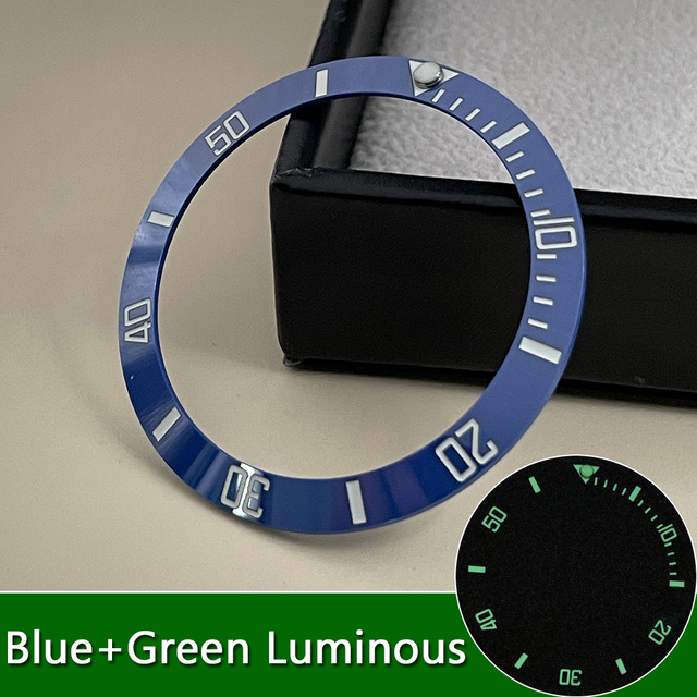 Sub green ceramic bezel insert super C3 green/blue luminous watch case outer ring 38mm*30.6mm suit for 40mm GMT NH35 series watch