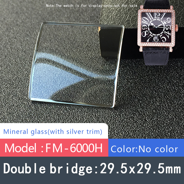 Double Bridge Square Crystal Watch for Franck Muller FM 6000H 5002 5850 Blue Mineral Glass AR Watch Partst