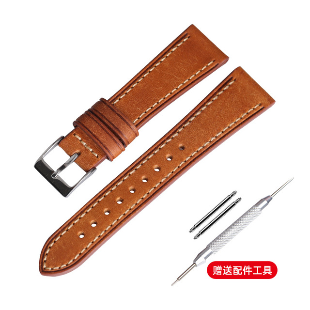 Suitable for antique watch straps, handmade Italian calf leather watchband 18mm 20mm 22mm, frosted retro style soft bracelet