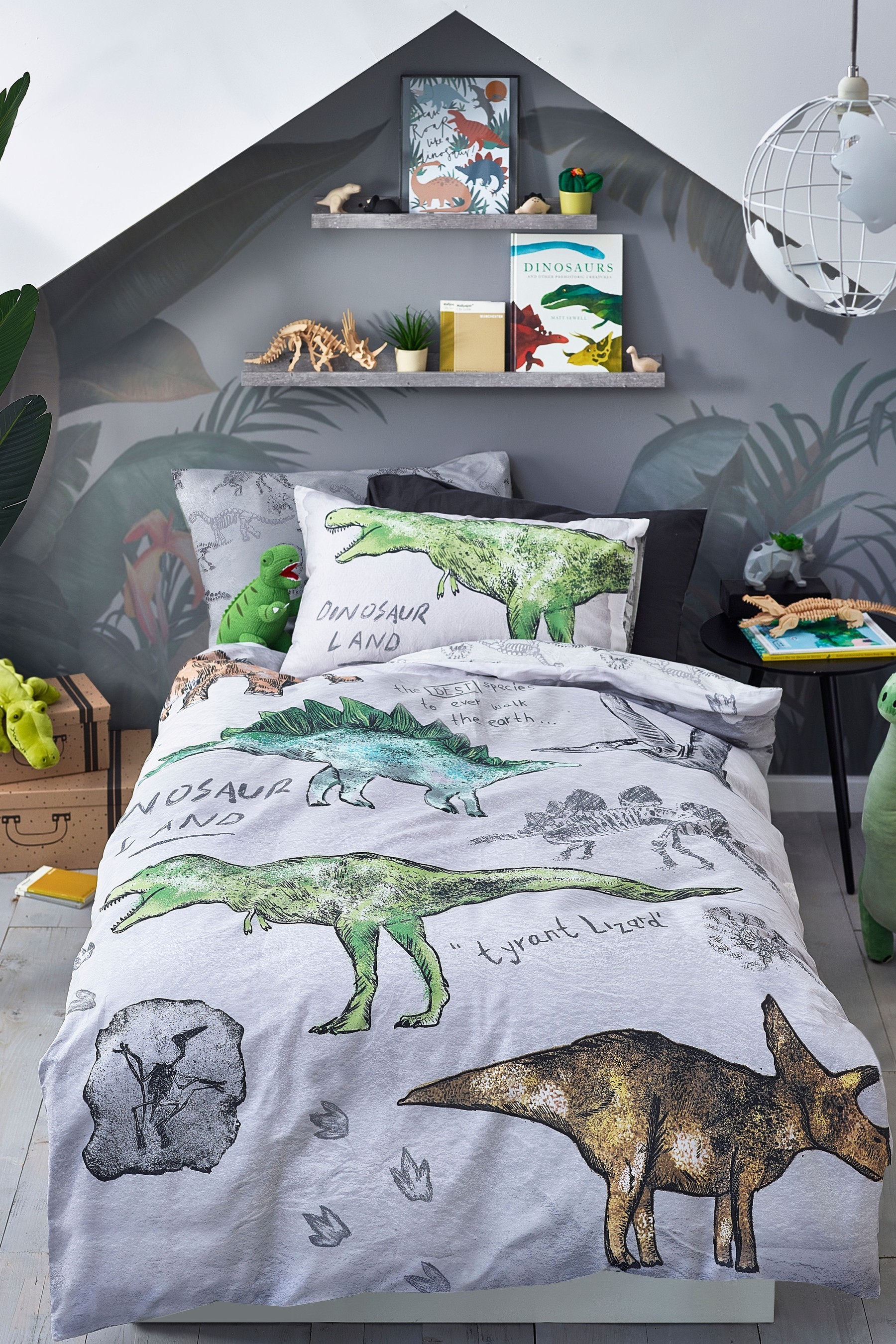 100% Cotton Dino Land Reversible Duvet Cover and Pillowcase Set