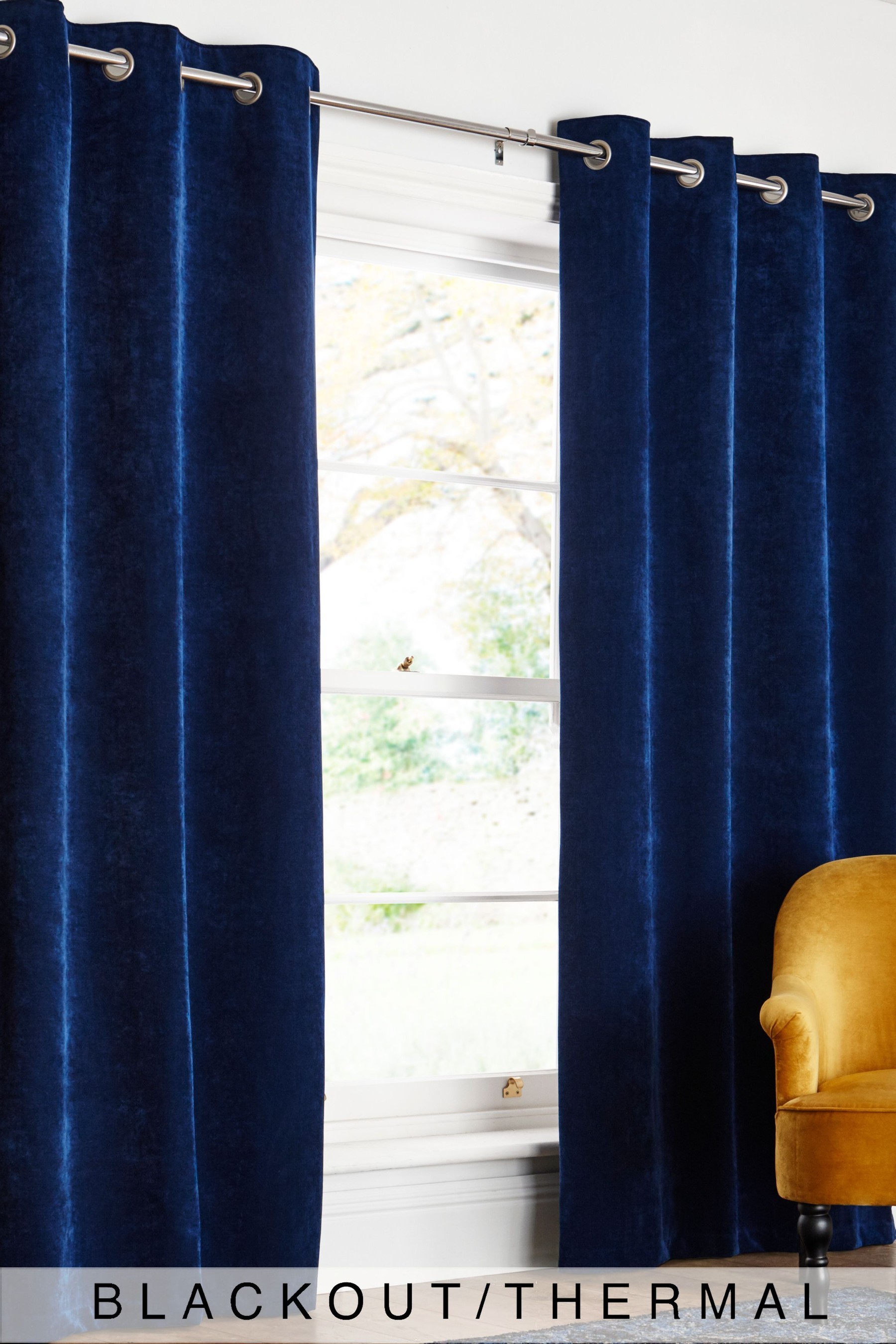 Soft Velour Curtains Eyelet Blackout/Thermal