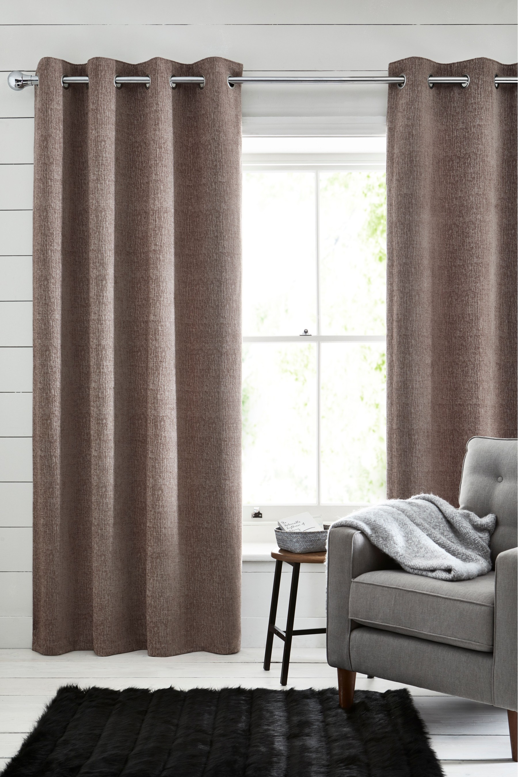 Heavyweight Chenille Curtains Eyelet Lined