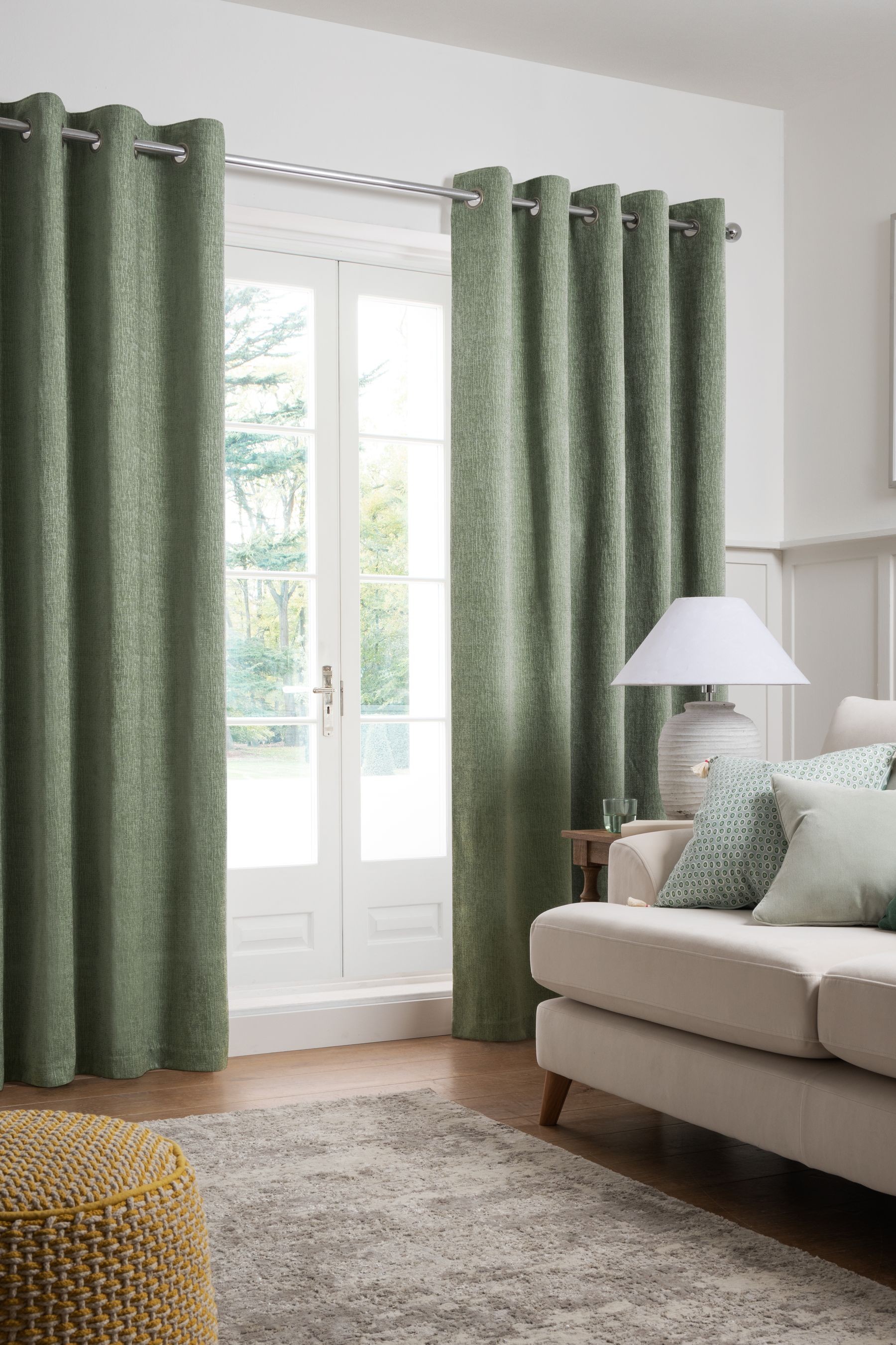 Heavyweight Chenille Curtains Eyelet Lined