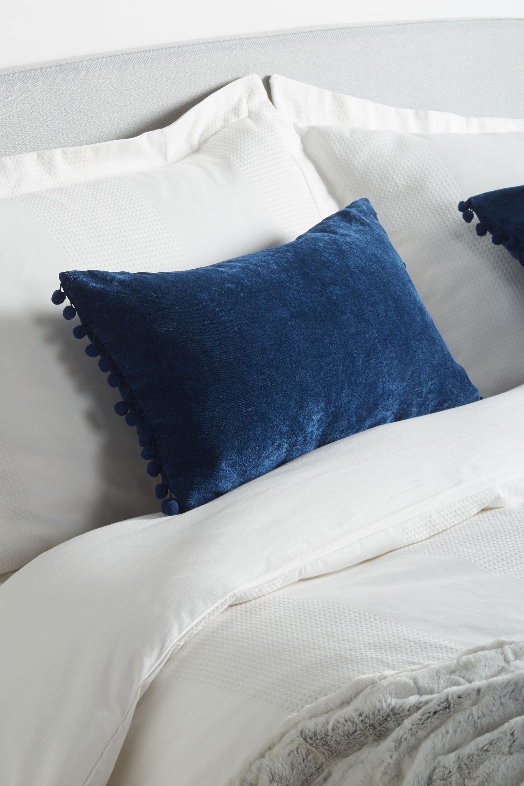 Soft Velour Pom Edge Cushion