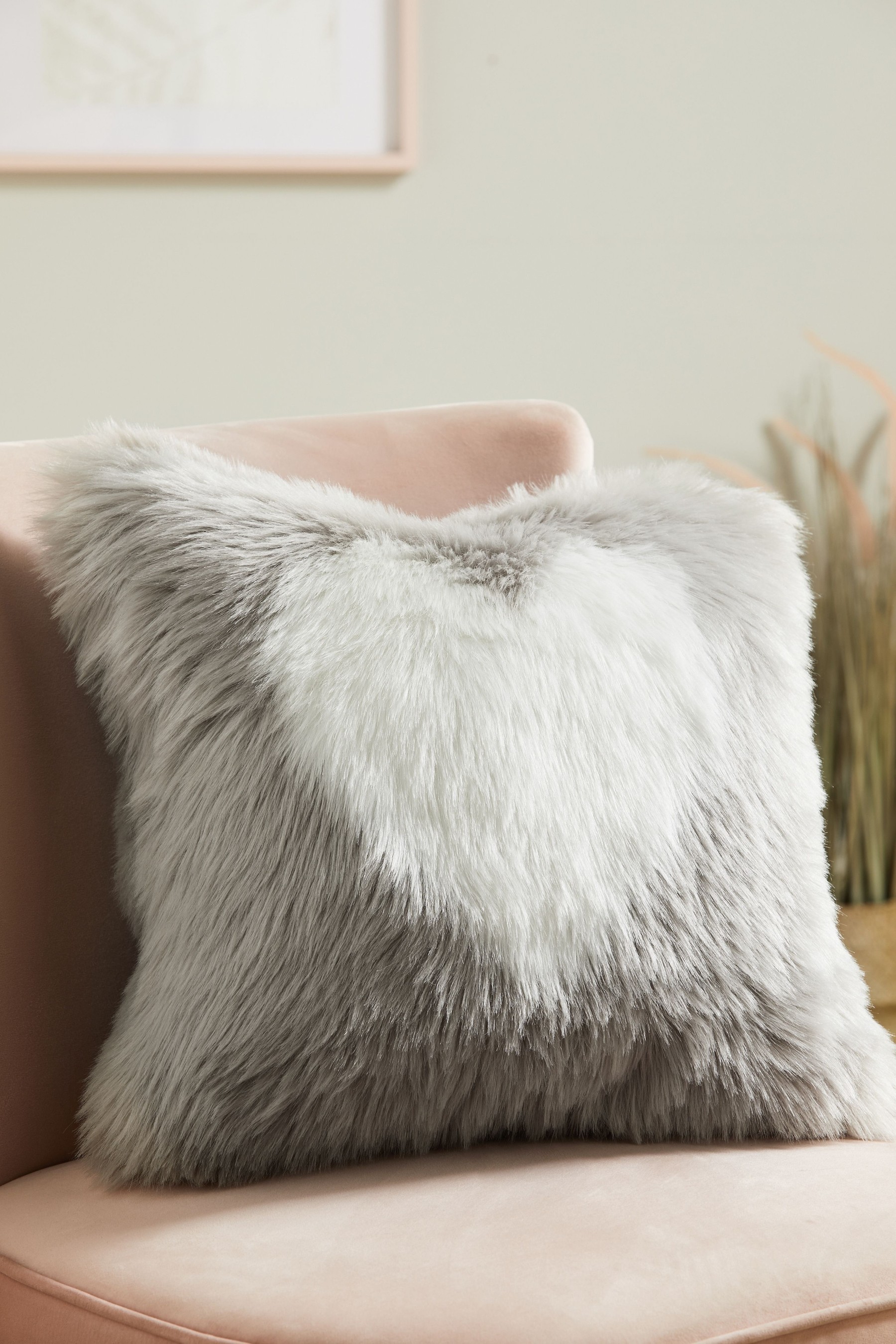 Faux Fur Heart Cushion