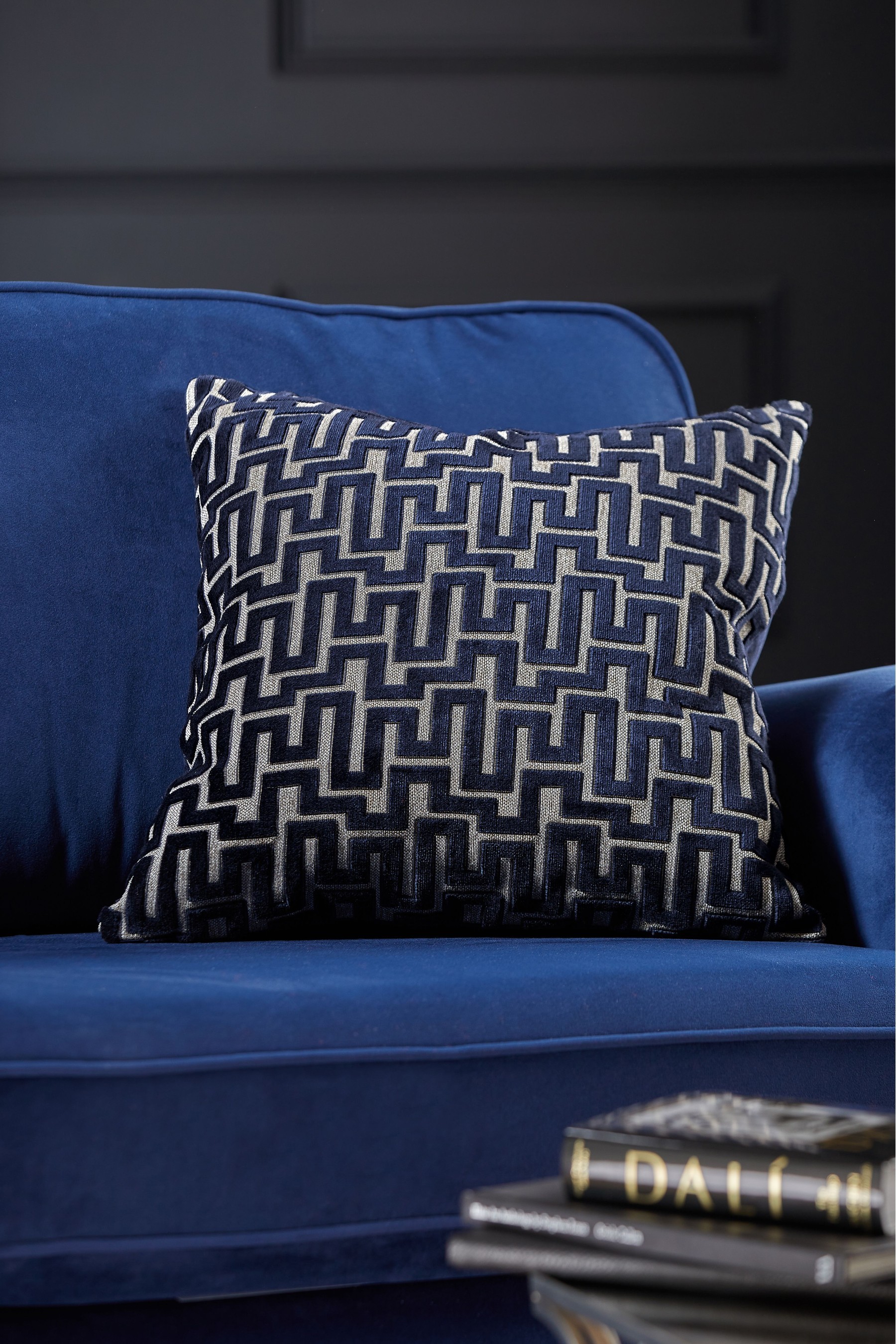 Fretwork Velvet Cushion Small Square