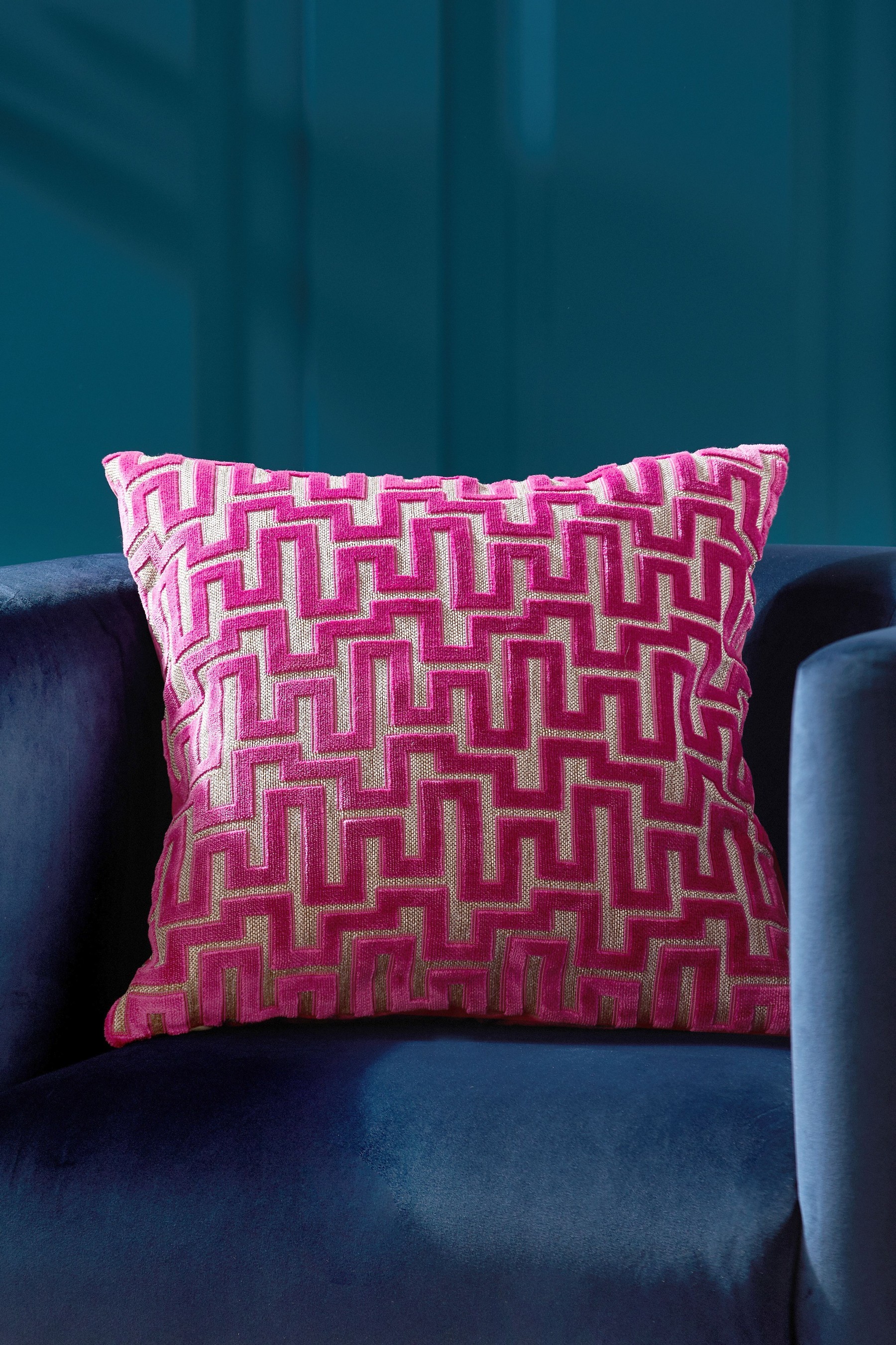 Fretwork Velvet Cushion Small Square