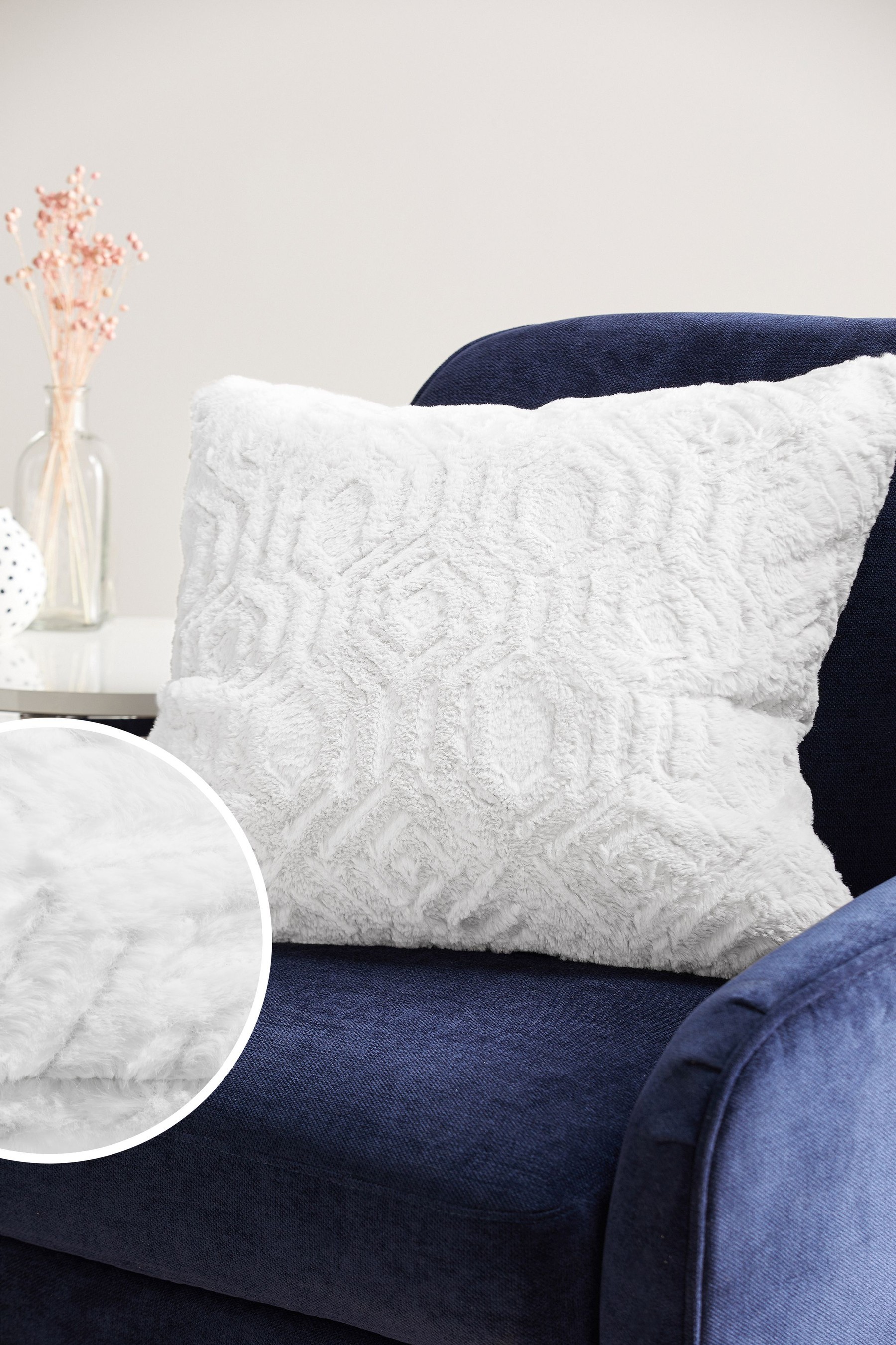 Freya Textured Geo Faux Fur Cushion