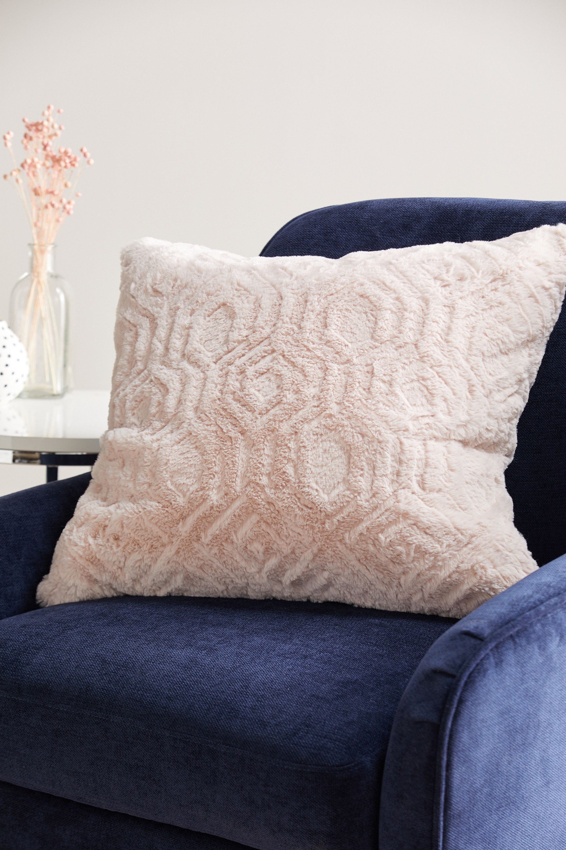 Freya Textured Geo Faux Fur Cushion