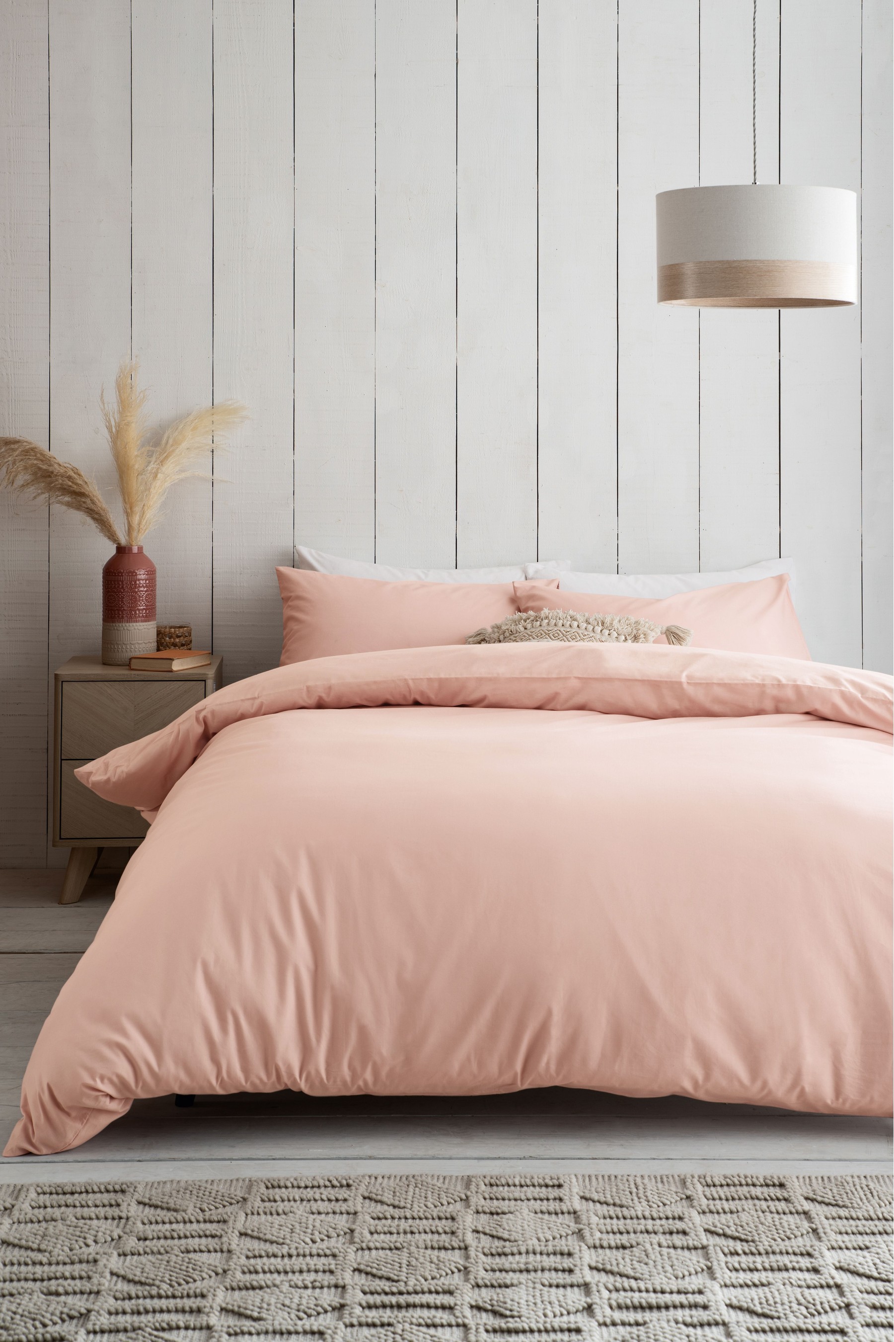 Cotton Rich Duvet Cover and Pillowcase Set Plain Percale