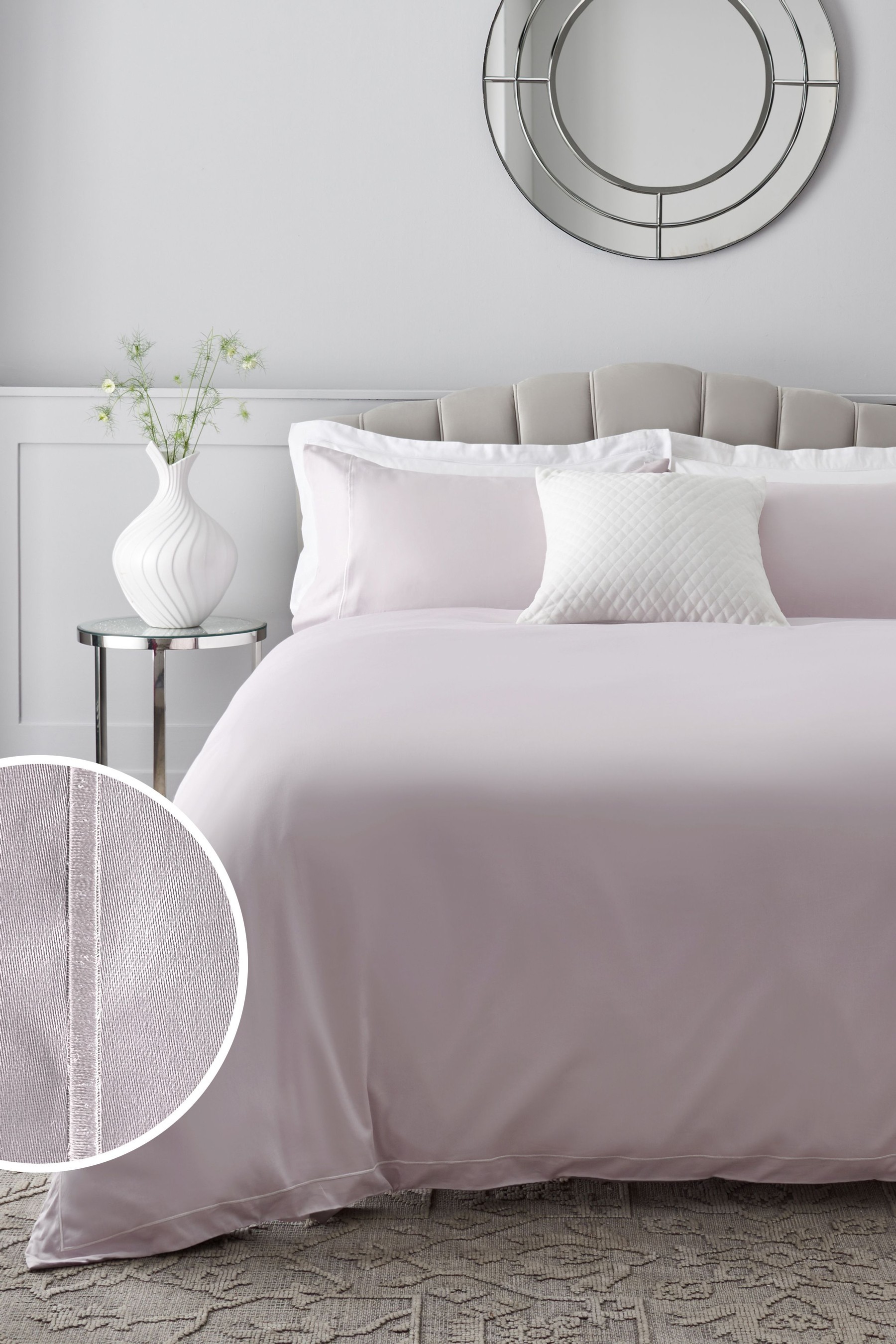 Collection Luxe 300 Thread Count 100% Cotton Sateen Duvet Cover And Pillowcase Set Satin Stitch