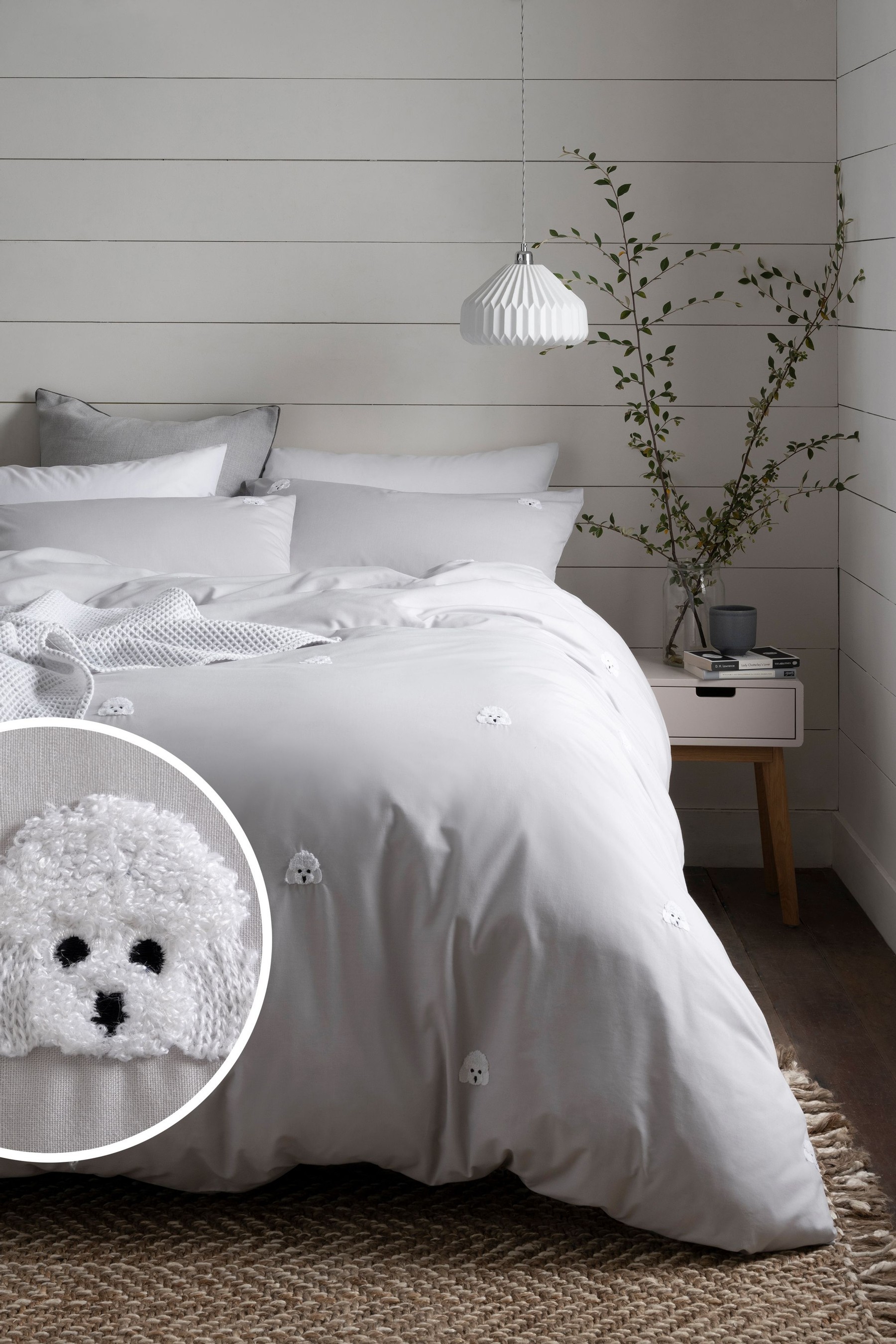 100% Cotton Tufted Dogs Duvet Cover and Pillowcase Set