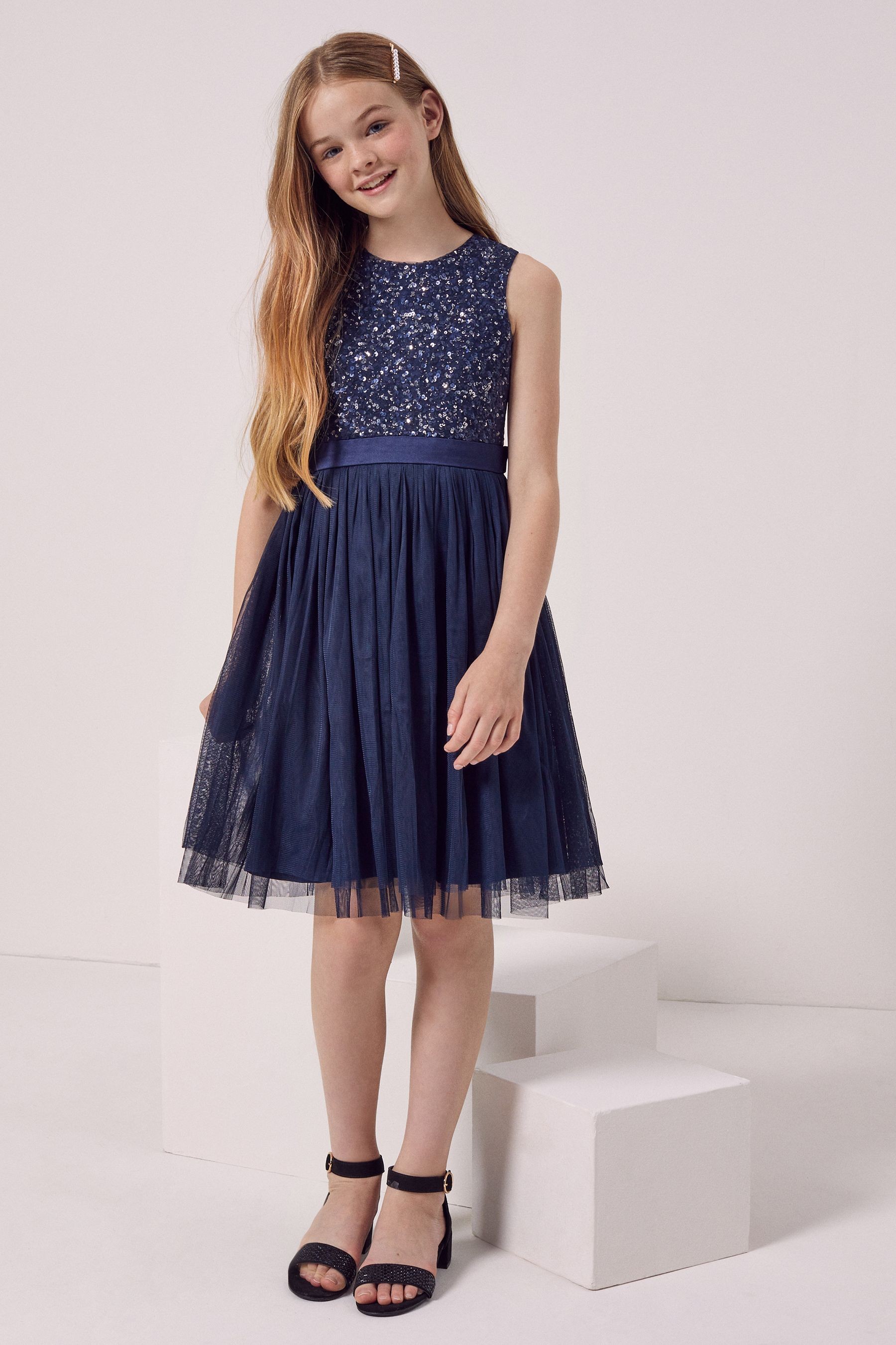 Maya Girl Sleeveless Sequin Tulle Dress