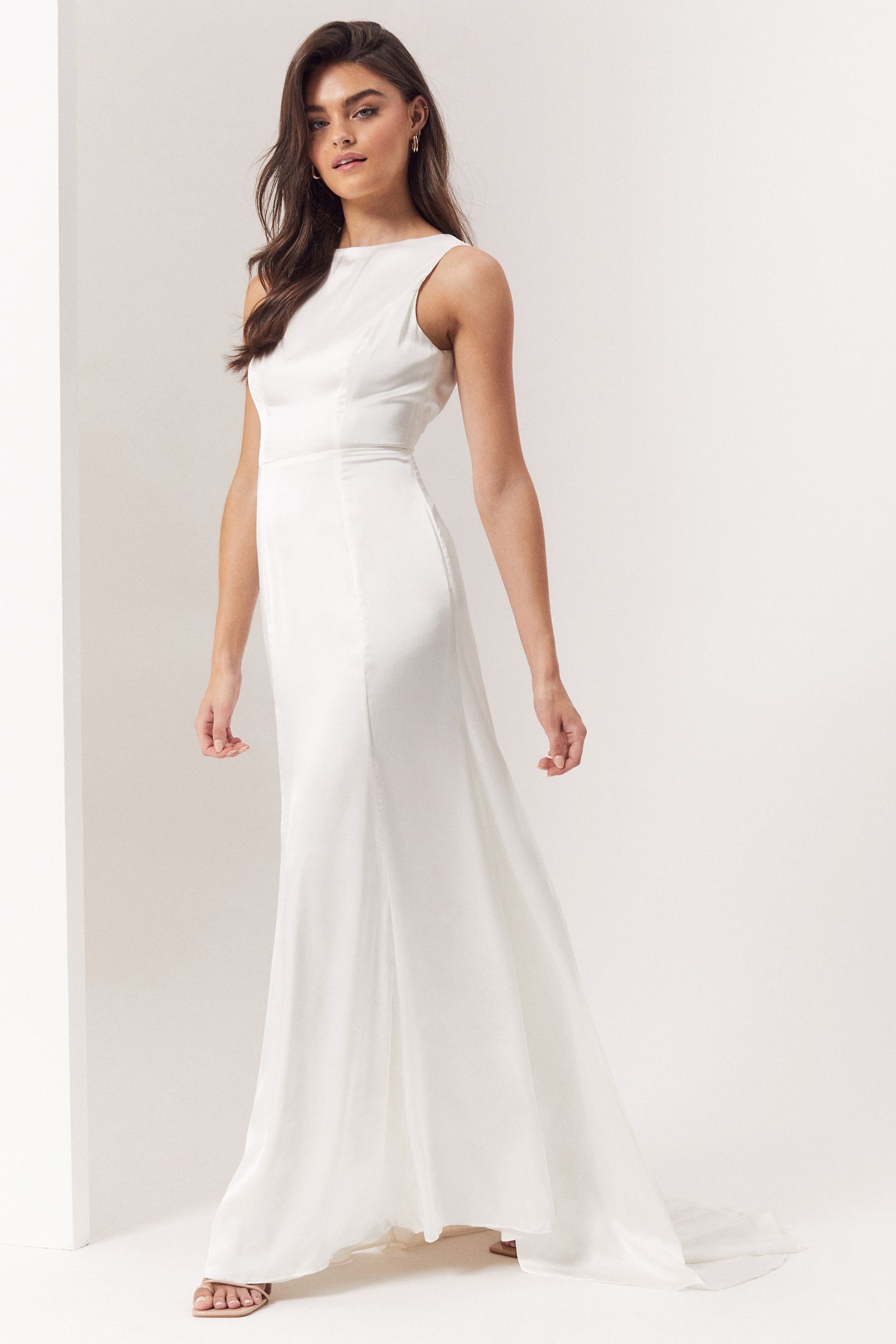 Maya Scoop Back Satin Wedding Dress With Train