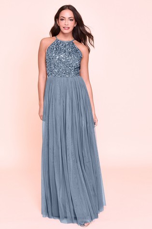 Maya Halterneck Delicate Sequin Maxi Dress Petite