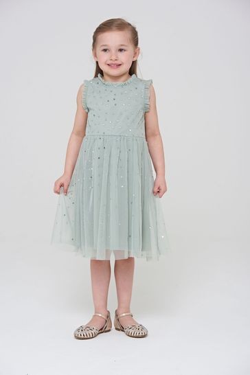 Amelia Rose Green Embellished Occasion Dress