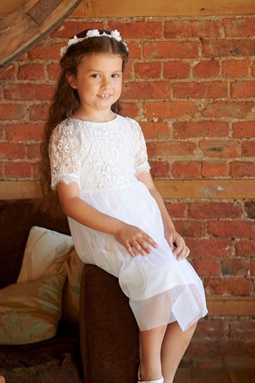 Amelia Rose White Sequin And Lace Party Dress