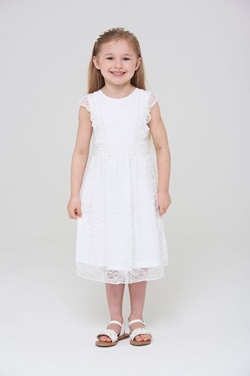 Amelia Rose Childrens White Lace Dress