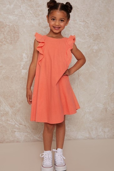 Chi Chi London Girls Embroidered Bodice Dress In Coral