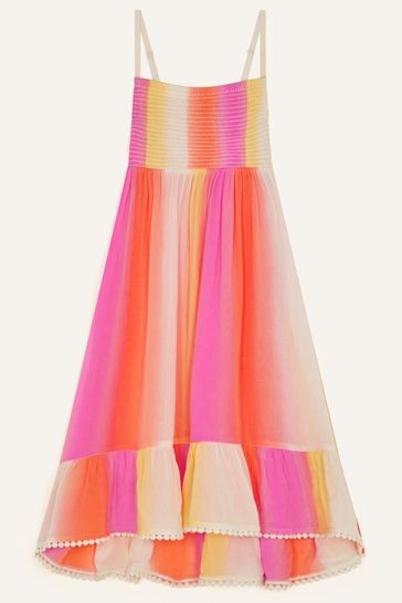 Monsoon Orange Striped Hem Detail Dress