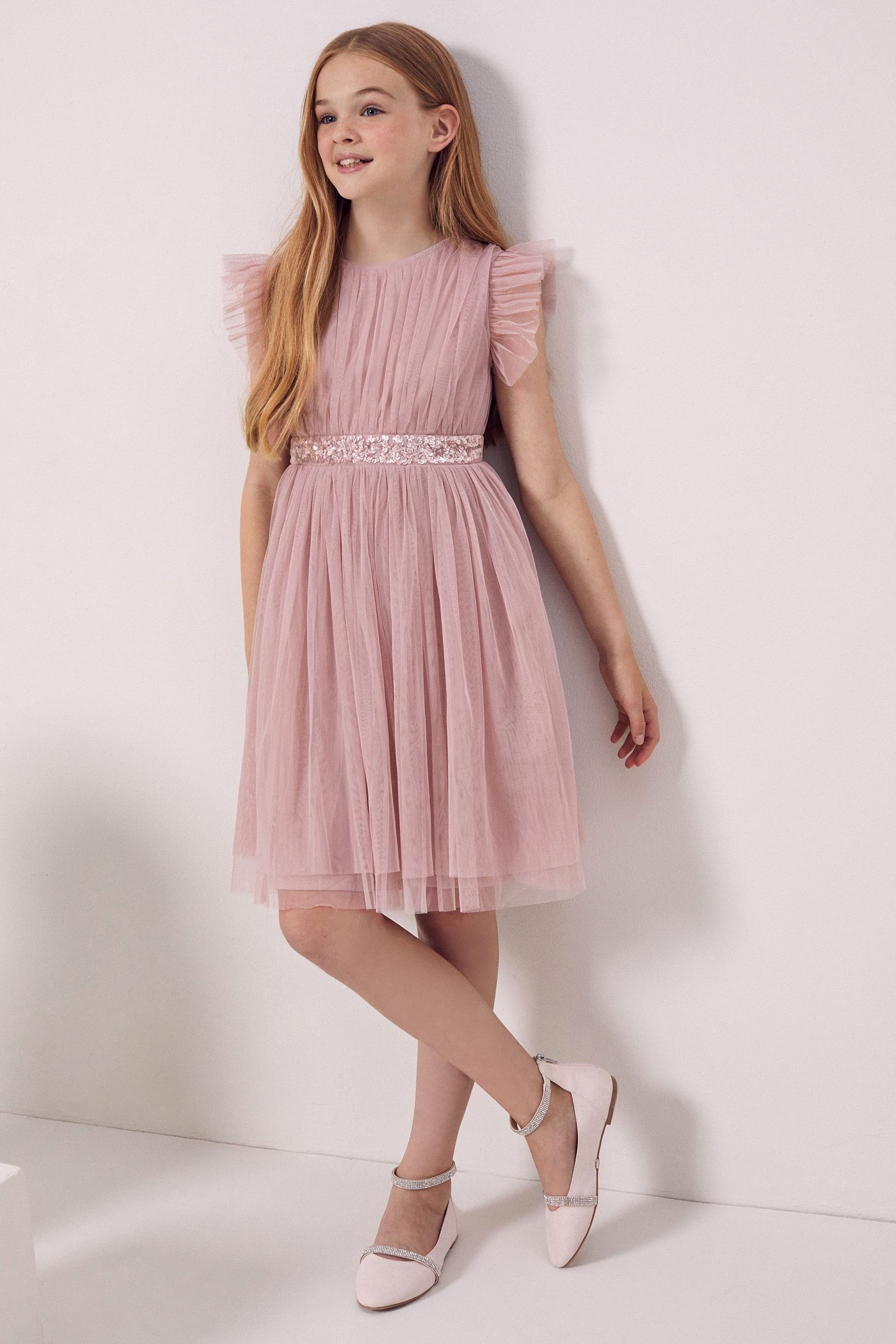 Maya Girl Embellished Waist Tulle Dress