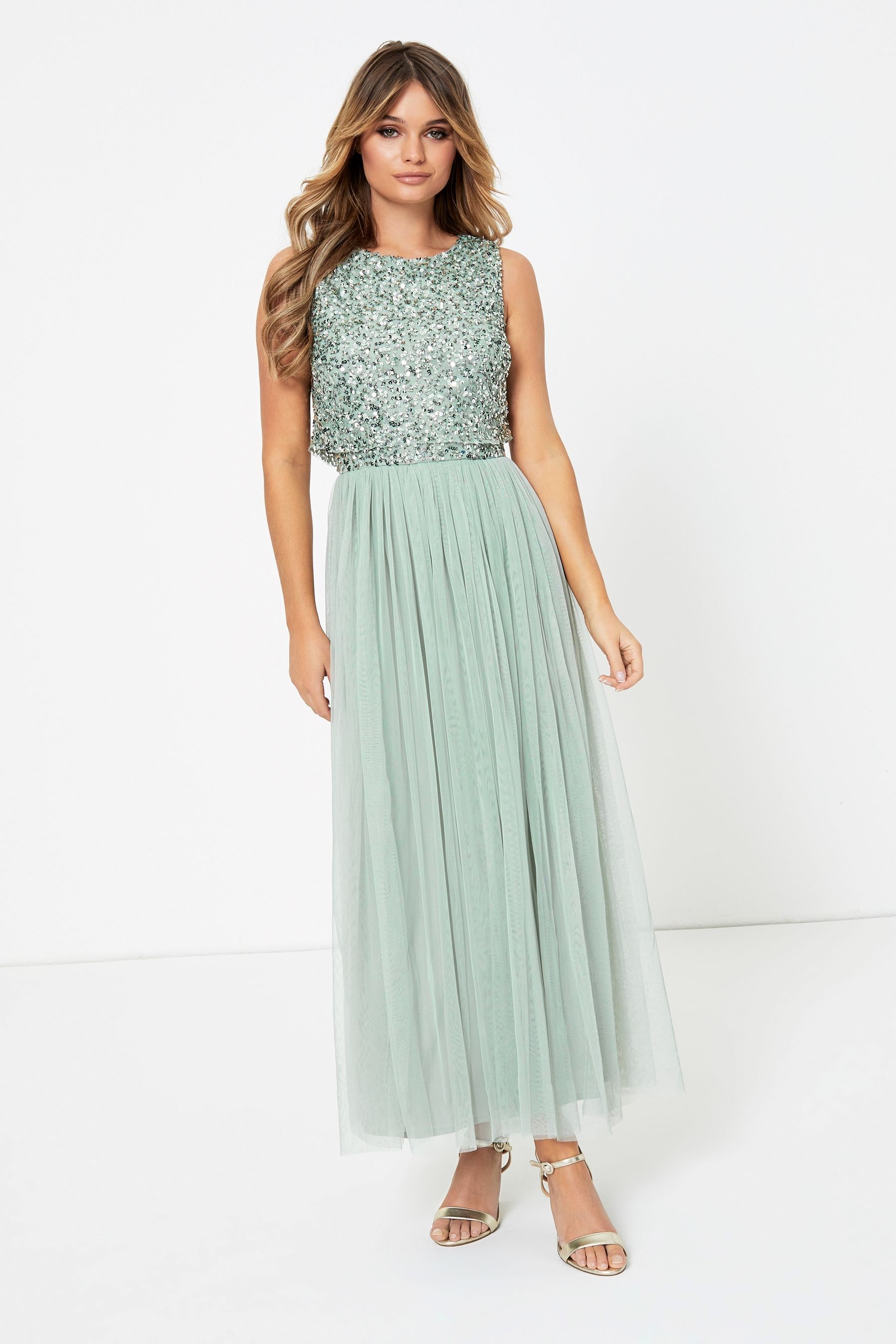 Maya Sleeveless Sequin Midaxi Overlay Dress