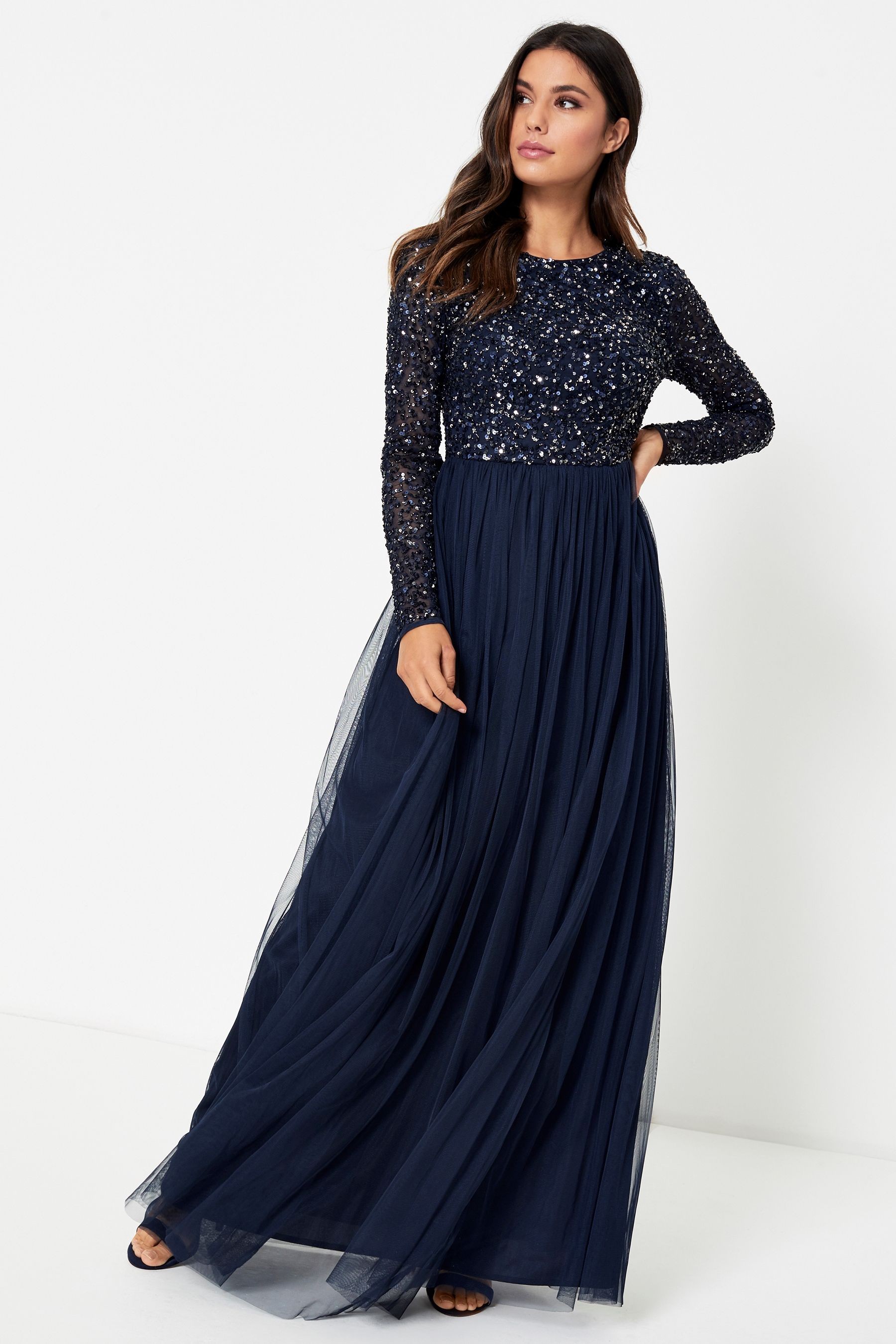 Maya Embellished Long Sleeve Maxi Dress Regular