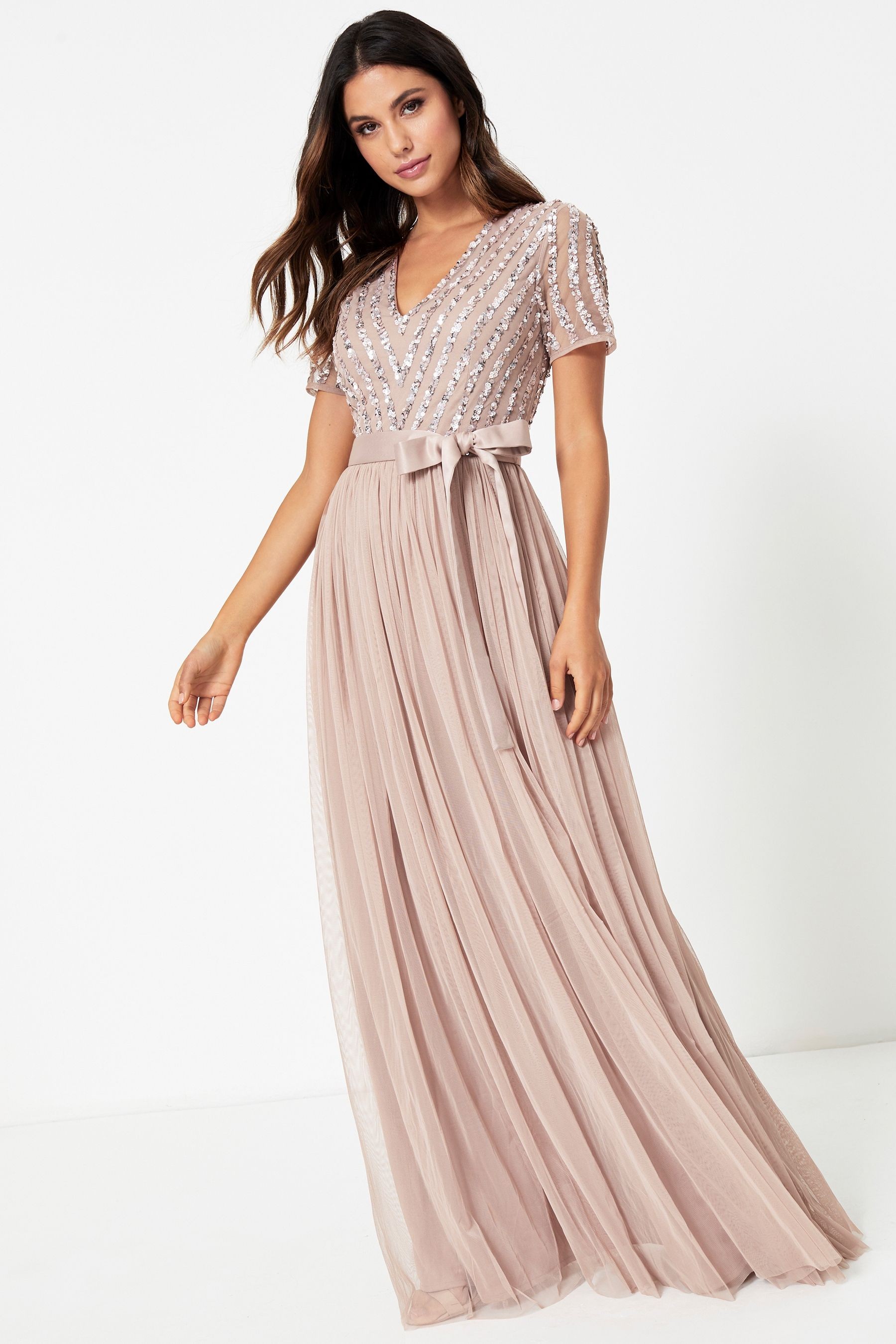 Maya Chevron Sequin Maxi Dress