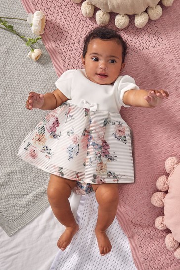 Lipsy Baby Puff Sleeve Dress With Matching Knicker