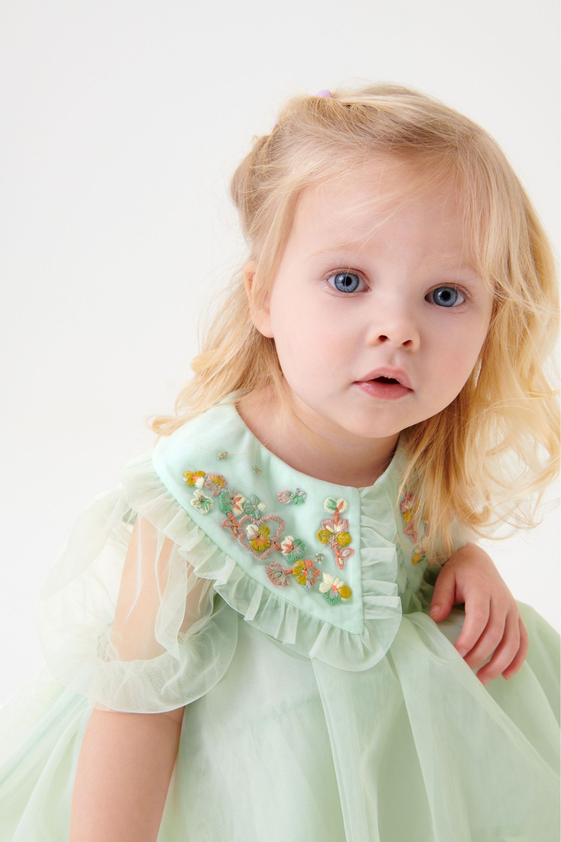 Embellished Mesh Collar Dress (3mths-8yrs)