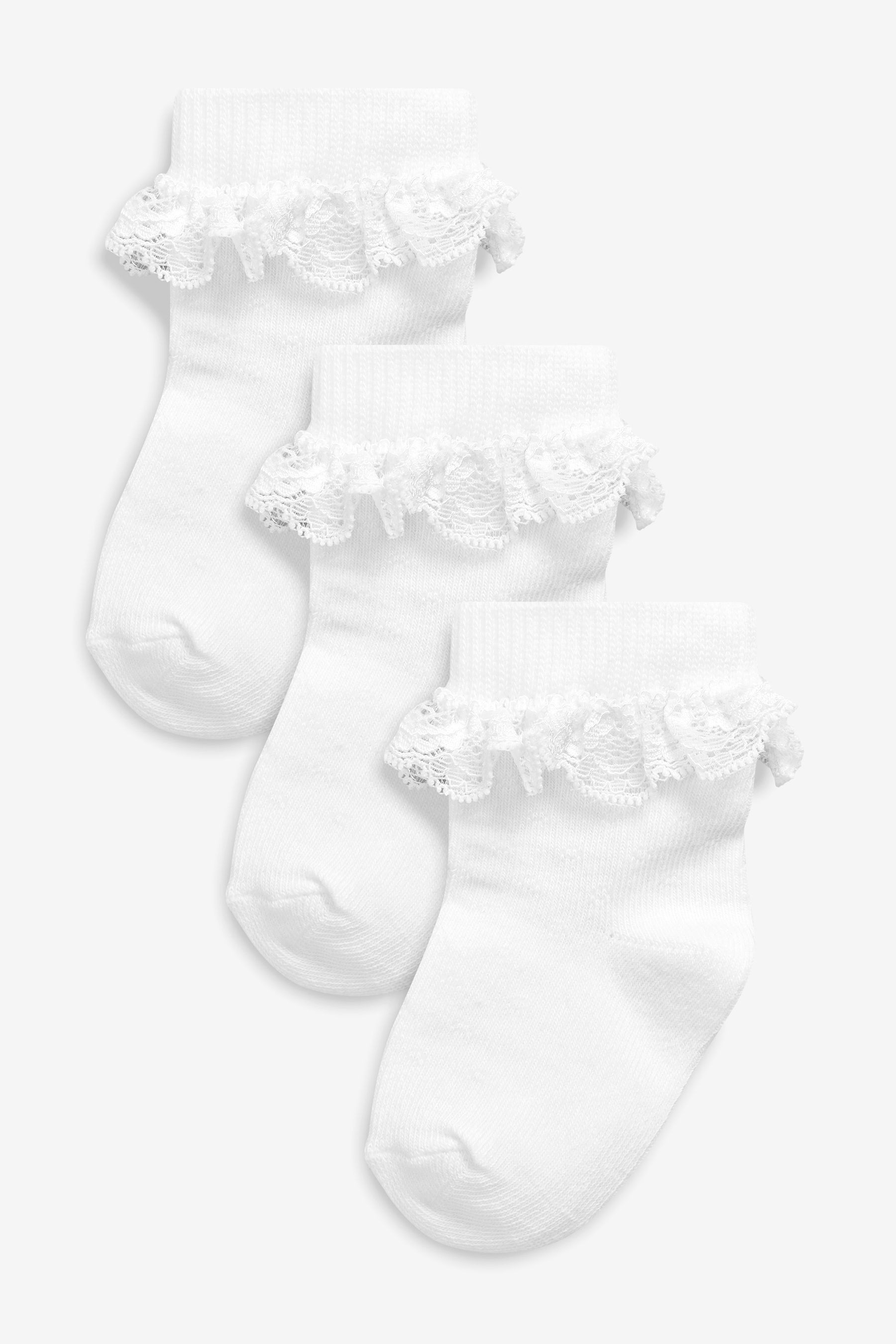 3 Pack Lace Trim Baby Socks (0mths-2yrs)