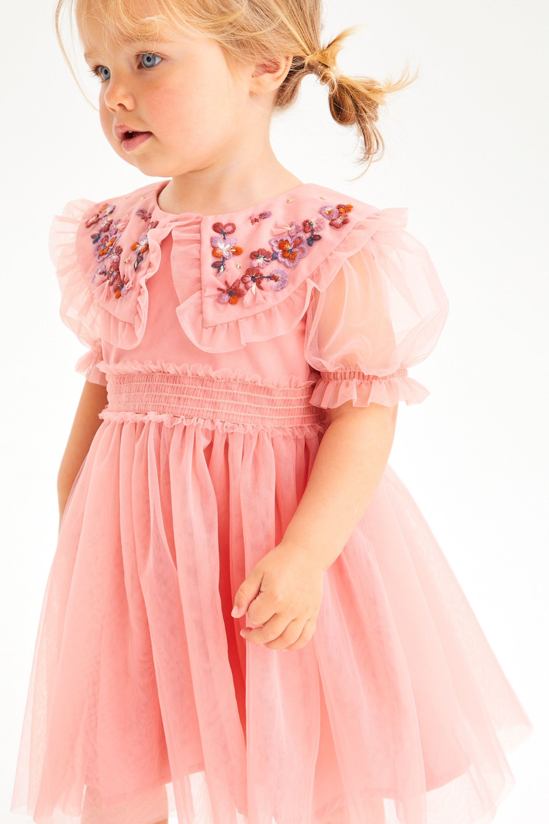 Embellished Mesh Collar Dress (3mths-8yrs)