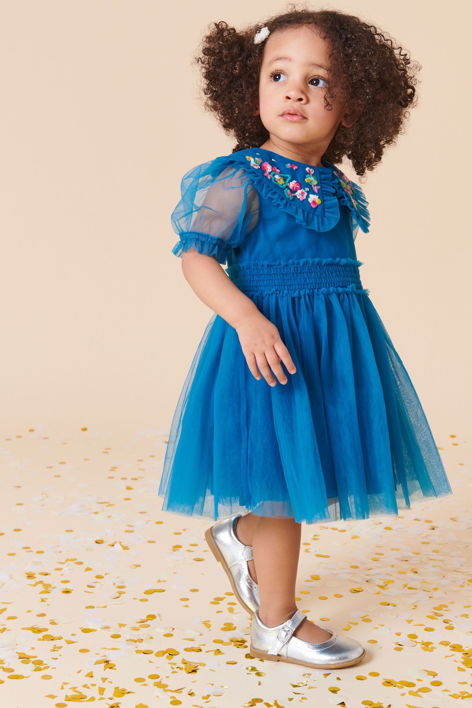 Embellished Mesh Collar Dress (3mths-8yrs)