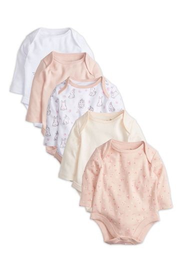 M&Co Pink Long Sleeve Bodysuits Five Pack